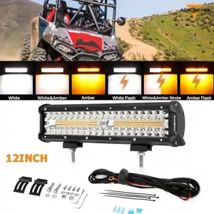 AUXBEAM 12inch Amber White Strobe LED Work Light Bar For Can-Am Maverick X3 - Picture 1 of 12