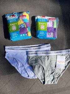 LOT of 10 NEW Calvin Klein and FRUIT OF THE LOOM Girls Underwear size Medium 7/8 - Picture 1 of 6