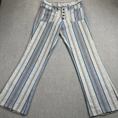 Pantalones acampanados a rayas FARAH vintage años 70 adulto 32x31,5 botones bota mosca hecha en EE. UU. Foto 1 de 4