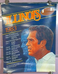 Illinois Fighting Illini Football Schedule Poster 1983 Zuppke Jack Davis - Picture 1 of 15