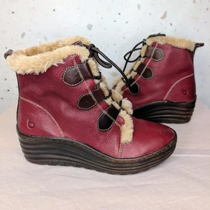 Neu ohne Etikett Bionica Keilabsatz Stiefel Damengröße 8M Leder burgunderrot - Bild 1 von 8