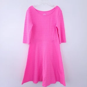 SO Girls Bubblegum Pink Dress Short Sleeve Fit & Flare Size 10 Dress, Textured - Picture 1 of 5