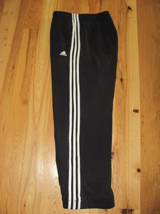 Adidas Black Three Striped Drawstring Track Jogger Sweatpants Men's L 28 inseam - Picture 1 of 6