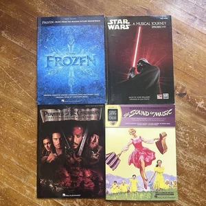Piano Books Cinema Pirates Frozen Star Wars Sound of Music Lot of 4 - Picture 1 of 18