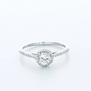 1.12ct I/SI1 Round Natural Certified Diamonds White Gold Halo Side Stone Ring - Picture 1 of 15