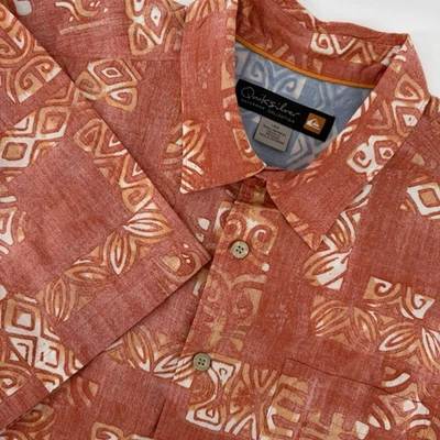 Camisa Hawaiana Quicksilver Waterman Para Hombre L S/S Naranja Mezcla Poliéster Abotonada Foto 1 de 4