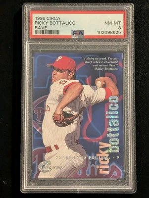 1996 Skybox Circa RAVE /150 Ricky Bottalico PSA 8 (Pop 1 None Higher) - Image 1 of 2