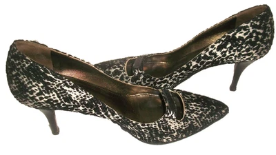 复古 Lanvin 纹理纺织品黑白尖头泵 39 米 9 米 — 第 1/4 张图片