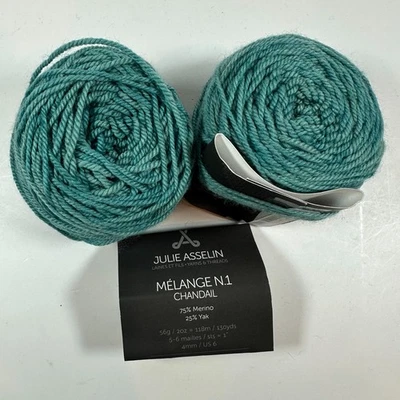 Hilo Julie Asselin Melange N.1 Chandail Verdon Azul Merino Yak 2 madejas ¡Nuevo! Foto 1 de 4