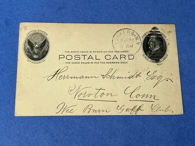 1902 YONKERS NY DUPLEX + LETTER NOROTON CT WEE BURN GOLF CLUB ! SCHMIDT GERMAN ! - Image 1 of 2