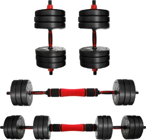 CCLIFE Set Manubri 30kg Regolabili 2in1 Manubri Corti Bilancieri con Tubo di Giunzione - Foto 1 di 6