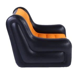 Inflatable Couch Single Sofa PVC Flocking Blow Up Sofa Chair With Armrest For - Picture 1 of 12