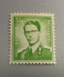 Belgie 3f Belgique King Baudouin 1958 francobollo verde BEL-1 - Foto 1 di 2