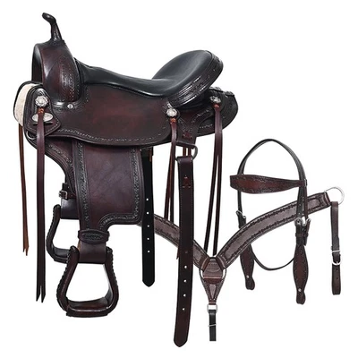 HILASON Gaited Western Horse Flex Pleasure American Leather Saddle | Treeless - Image 1 of 4