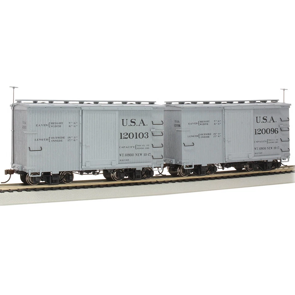 Bachmann 26555 18' Wood Boxcar U.S.A.#120096/120103 w/Murphy Roof (2) On30 Scale - Image 1 of 1