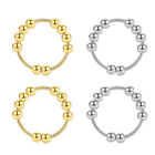 4pcs Womens Anti Anxiety Fidget Ring Stress Relief Rotatable Beads Spinner Rings