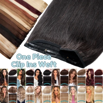 Brazilian 100% Remy Human Hair Extensions One Piece Piece Weft Half Head THICK - Image 1 of 4