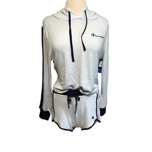 Champion Women's Soft Knit Light Blue & Navy Lounge / Pajama Set Top & Shorts Sm - Picture 1 of 5