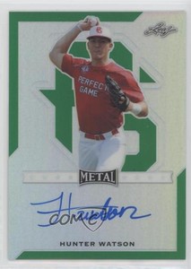 2017 Leaf Perfect Game All-American Classic Metal Green /10 Hunter Watson Auto