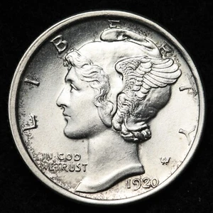 1920-D Mercury Silver Dime CHOICE BU *UNCIRCULATED* MS E290 GNPM - Picture 1 of 2