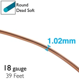 Wire, 39 Feet Aluminum Wire Copper 18 Gauge Round Dead Soft for Wire Wrapping - Imagen 1 de 4