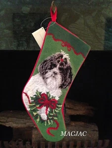 Shih Tzu Dog Needlepoint Christmas Stocking NWT - Picture 1 of 1