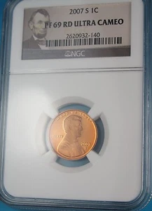 2007 S LINCOLN 1C PROOF NGC PF69 RD ULTRA CAMEO CENT RED LINCOLN PORTRAIT LABEL - Picture 1 of 2