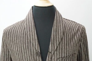 Giorgio Armani Black Label Brown Striped Linen Blend Sport Coat Jacket Sz 48 NEW - Picture 1 of 7