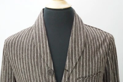 Casaco esportivo Giorgio Armani etiqueta preta marrom listrado mistura de linho tamanho 48 NOVO - Imagem 1 de 4