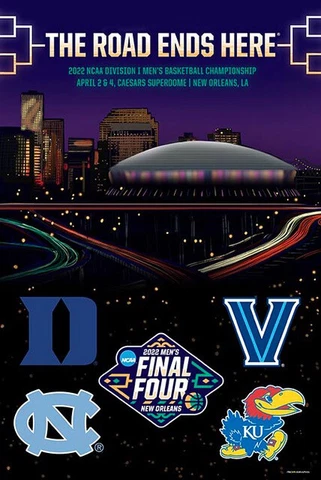 NCAA Men's Basketball FINAL FOUR 2022 24x36 POSTER Duke, UNC, Kansas, Villanova Cover