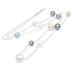 TASAKI Station pearl 18K Yellow Gold Necklace Baroque Pearl 83cm /292511 - Picture 1 of 6