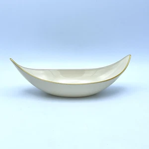 Plato de caramelo Lenox bandeja de apio marfil oro 24k bote forma de plátano plato 9X 3,5" - Imagen 1 de 7