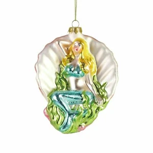 Dept 56 Mermaid in Shell 6006898 Blown Glass Ornament 5.3" H  - Picture 1 of 1