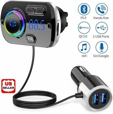 Handsfree Bluetooth FM Transmitter Wireless Radio Adapter Car Kit Mp3 Player USB - Image 1 of 4