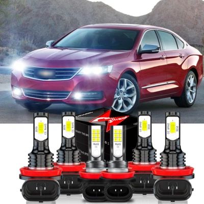 Fit chevy Impala 2006-2013 Combo 6X 6000K LED headlights Hi Lo & Fog Light Bulbs - Image 1 of 4