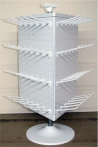 3 Seiten Kunststoff Weiß Theke Top Peg Board Spinner Rack Display mit Haken - Bild 1 von 2