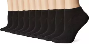 Hanes Women's Value, Low Cut Soft Moisture-Wicking Socks, 10-Packs, Black, 5-9 - Picture 1 of 6