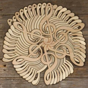 10x Wooden Treble Clef Snowflake Craft Shape 3mm Ply G Music Note - Picture 1 of 4