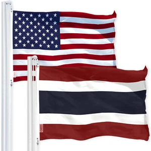 USA American & Thailand Thai Flag 3x5FT Combo Printed 150D Polyester By G128 - Picture 1 of 8