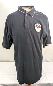 Mecca Three Buttton Polo Shirt Mens Black Short sleeve Logo Patch Size 2XL - Picture 1 of 8