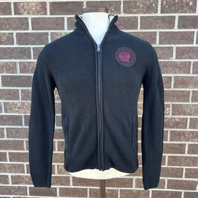 Indian Motorcycles Lucky Brand Negro Cremallera Waffle Suéter Chaqueta Punto de Cadena S Foto 1 de 4