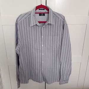 Marks & Spencer Blue Harbour Oxford Weave Shirt Mens Grey Striped Shirt Size XXL - Picture 1 of 12