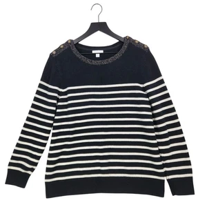 Charter Club Baumwollpullover XL schwarz maritim Streifen Kette Urlaub Metallic-Ausschnitt - Bild 1 von 10