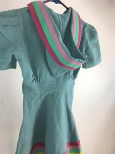 Vintage 1940's-50's Girls Wool Skating Dress Blue w/ Hood Handmade Sz M (8-10)? - Picture 1 of 9