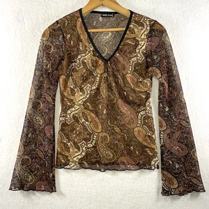 VTG Wet Seal Womens Y2K Sheer Mesh Top Sz S Fairy Grunge Paisley Goblin Indie - Picture 1 of 11