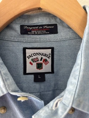 Camisa Façonnable Hombre Cambray Abotonada L Azul 100% Algodón Foto 1 de 4