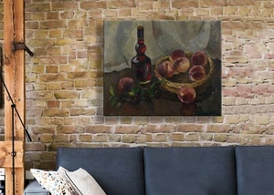 Fruit still life with cognac, oil painting, fruit mood, vintage painting - Picture 1 of 10