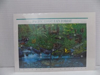 Pacific Coast Rain Forest US Stamps Full Pane 33 Cents 10 Stamps MIP SEALED - Image 1 of 2