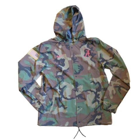 Alabama Crimson Tide Nike Camo Lightweight Jacket Sz L USA Flag Patch DD2341-222 Cover