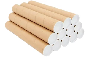 24 - 3" x 15" Round Cardboard Shipping Mailing Tube Tubes With End Caps - Picture 1 of 3